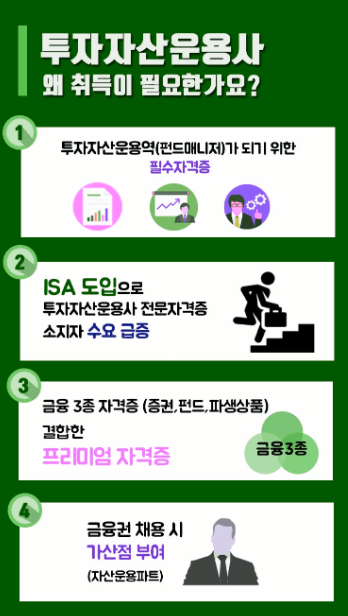 투자자산운용사 자격증이 증권사 운용사 취업에 필요한 이유는? 투자자산운용사 자격증이 증권사 운용사 취업에 필요한 이유는?