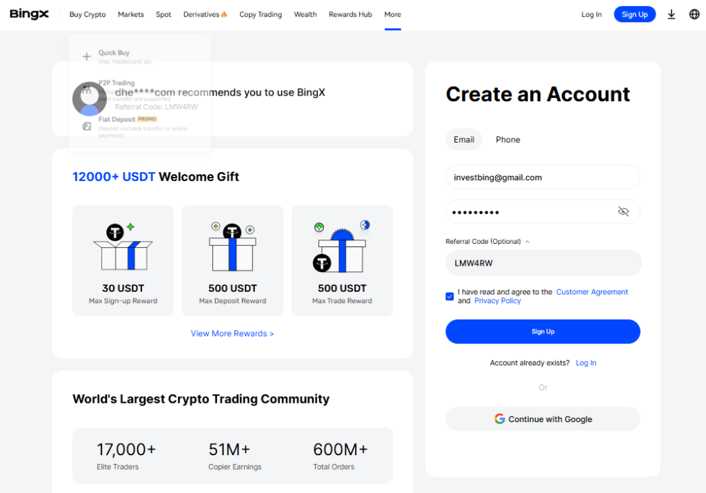 코인 선물 거래소 추천 : BingX 신규 $6000 증정 빙엑스 가입방법 빙엑스 거래소 순위