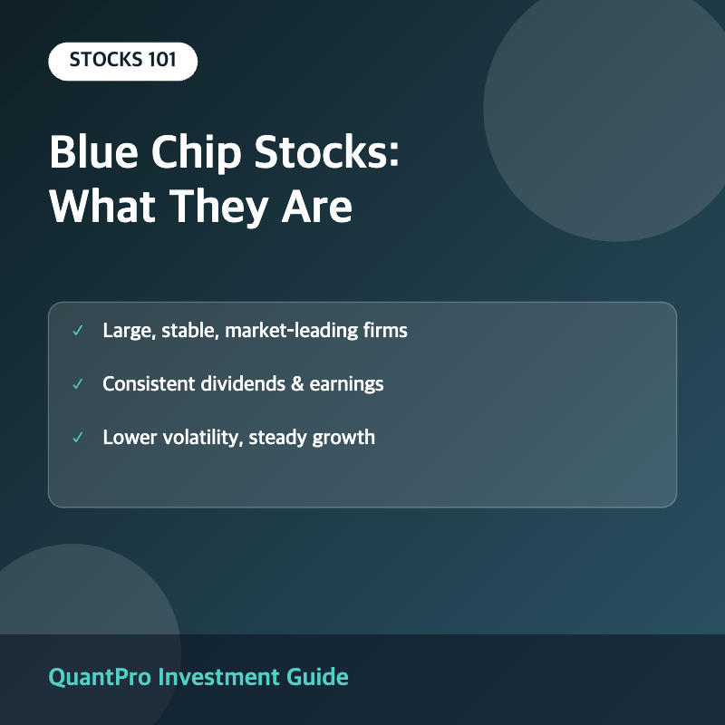 Blue chip stocks thumbnail with key facts