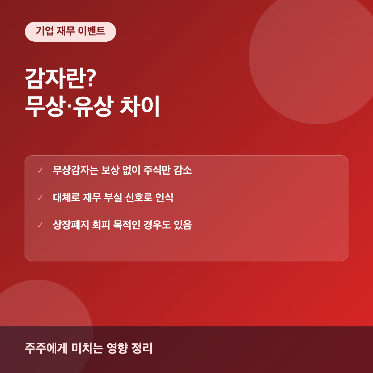 감자 무상감자 유상감자 주주에게 미치는 영향
