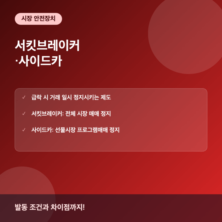 서킷브레이커 사이드카란 발동 조건과 시장 영향
