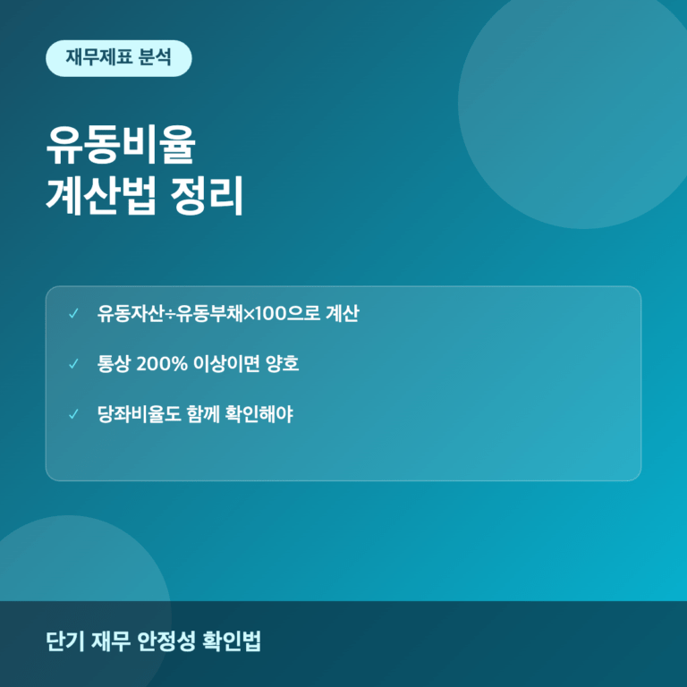 유동비율 계산법과 기업 재무 안정성 확인