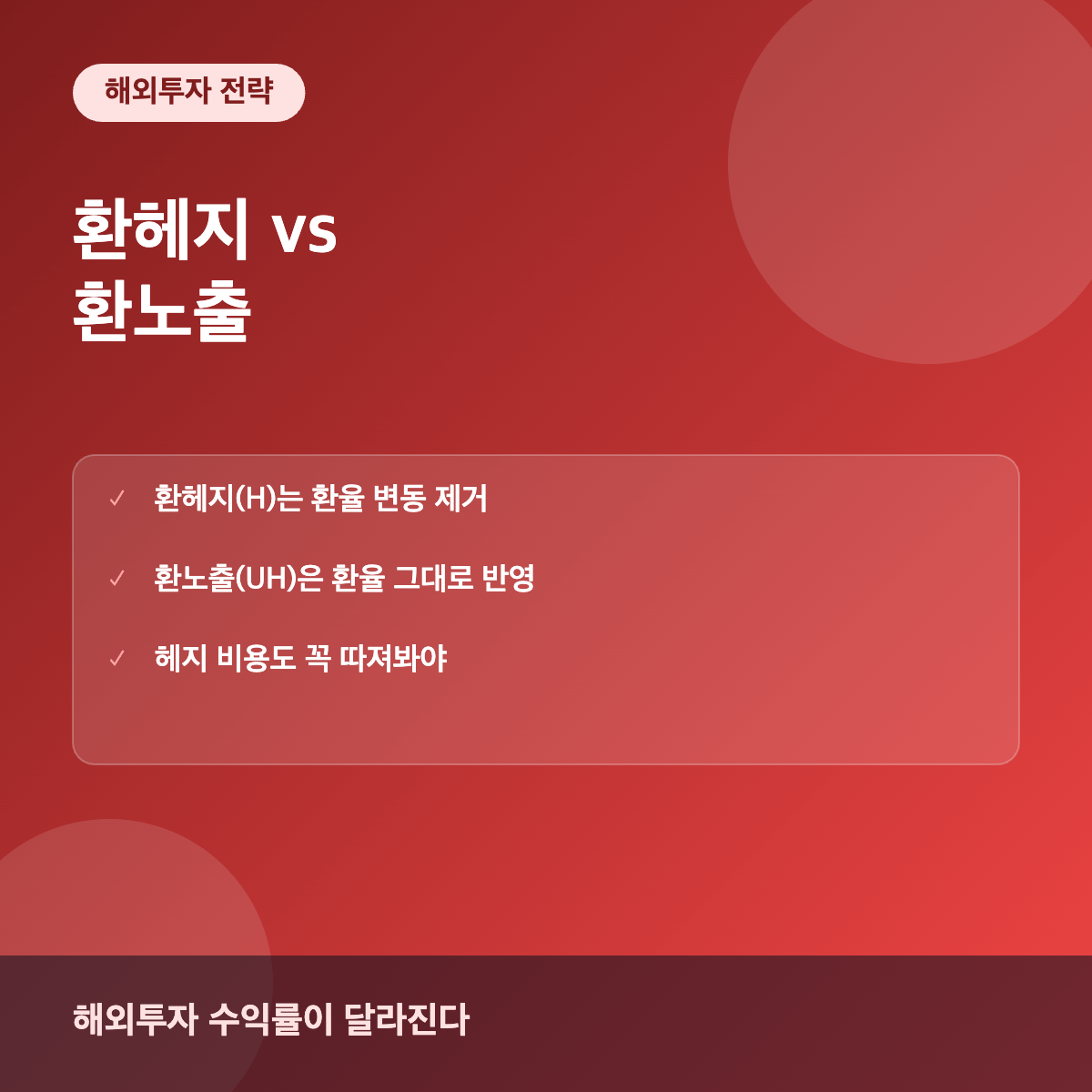 환헤지와 환노출의 차이와 해외투자 전략