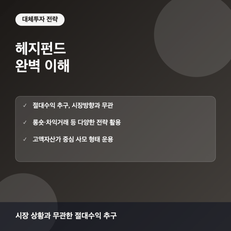 헤지펀드란? 절대수익 추구 전략과 투자 시 유의점