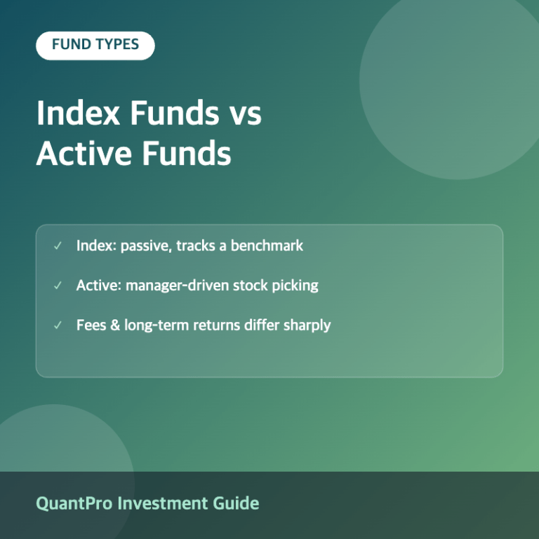 Index funds vs actively managed funds thumbnail with key facts