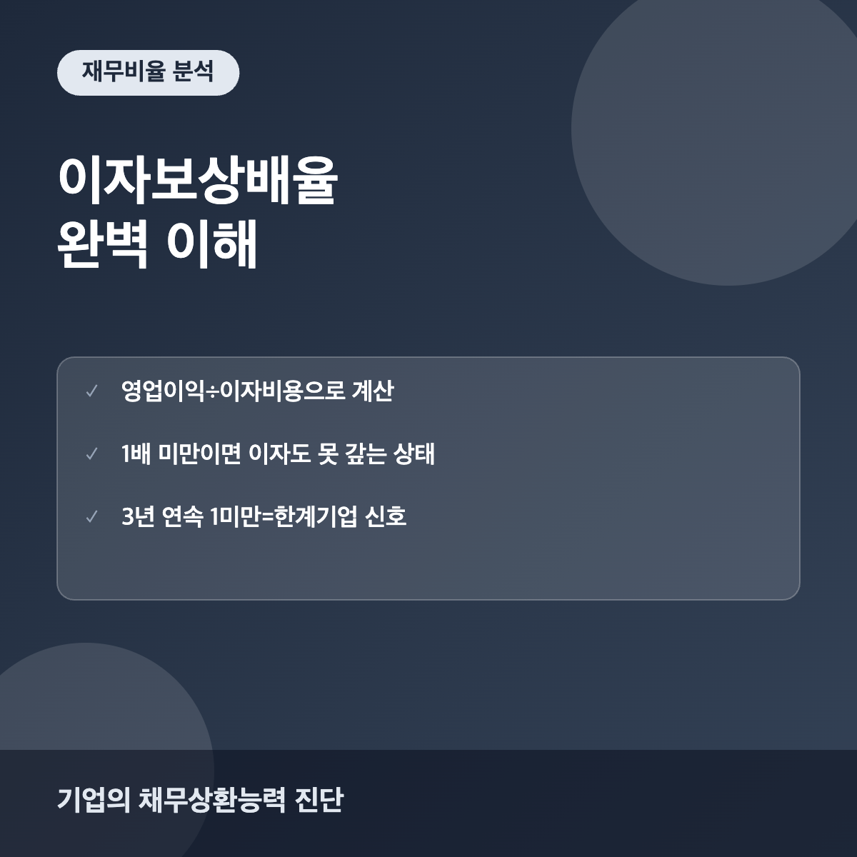 이자보상배율 기업 채무상환능력 분석