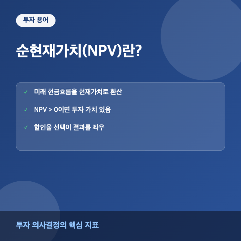 순현재가치 NPV 개념 요약 이미지