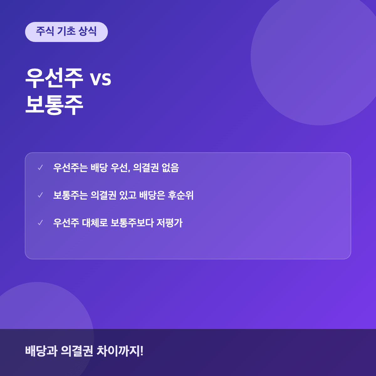우선주와 보통주 차이는 배당과 의결권으로 알아보기