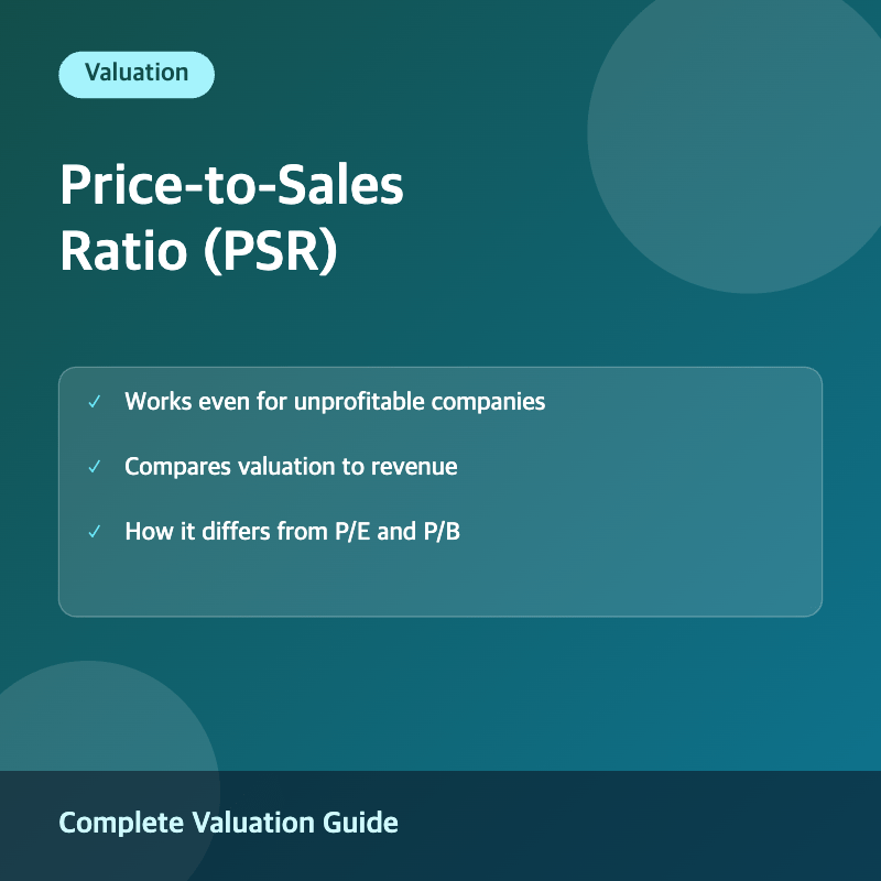 Price to sales ratio concept and formula illustration