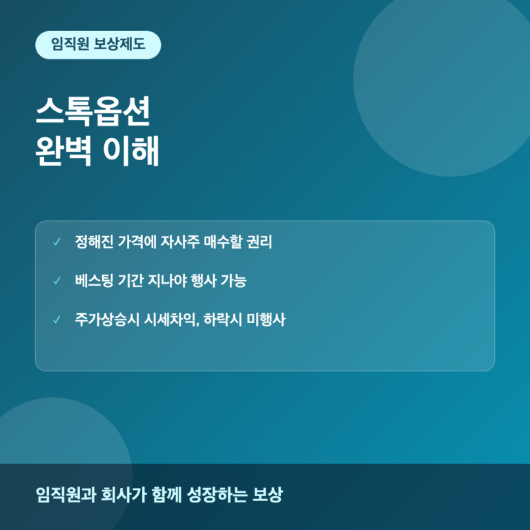 스톡옵션이란? 주식매수선택권 개념과 행사 방식 정리
