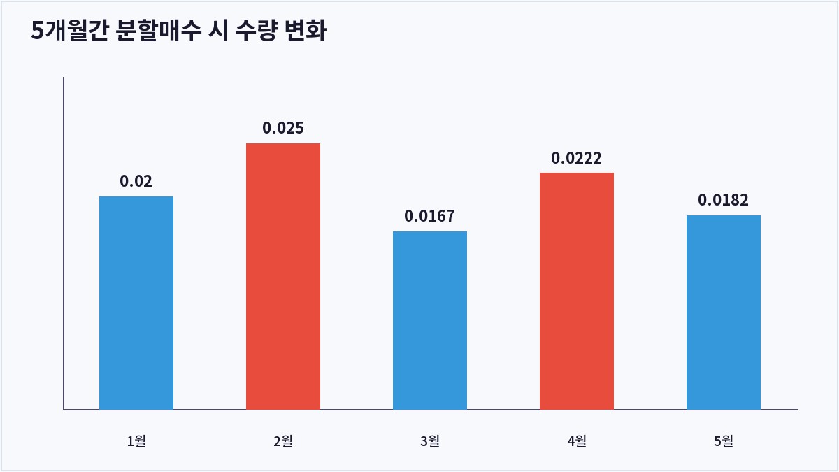 5개월간 분할매수 시 수량 변화 (분할매수)