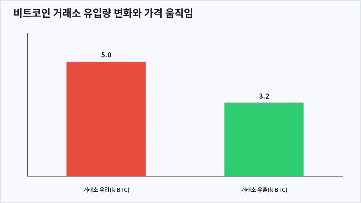 비트코인 거래소 유입량 변화와 가격 움직임 (온체인 데이터)