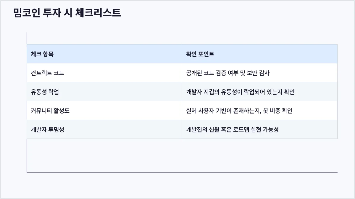 밈코인 투자 시 체크리스트 (밈코인)