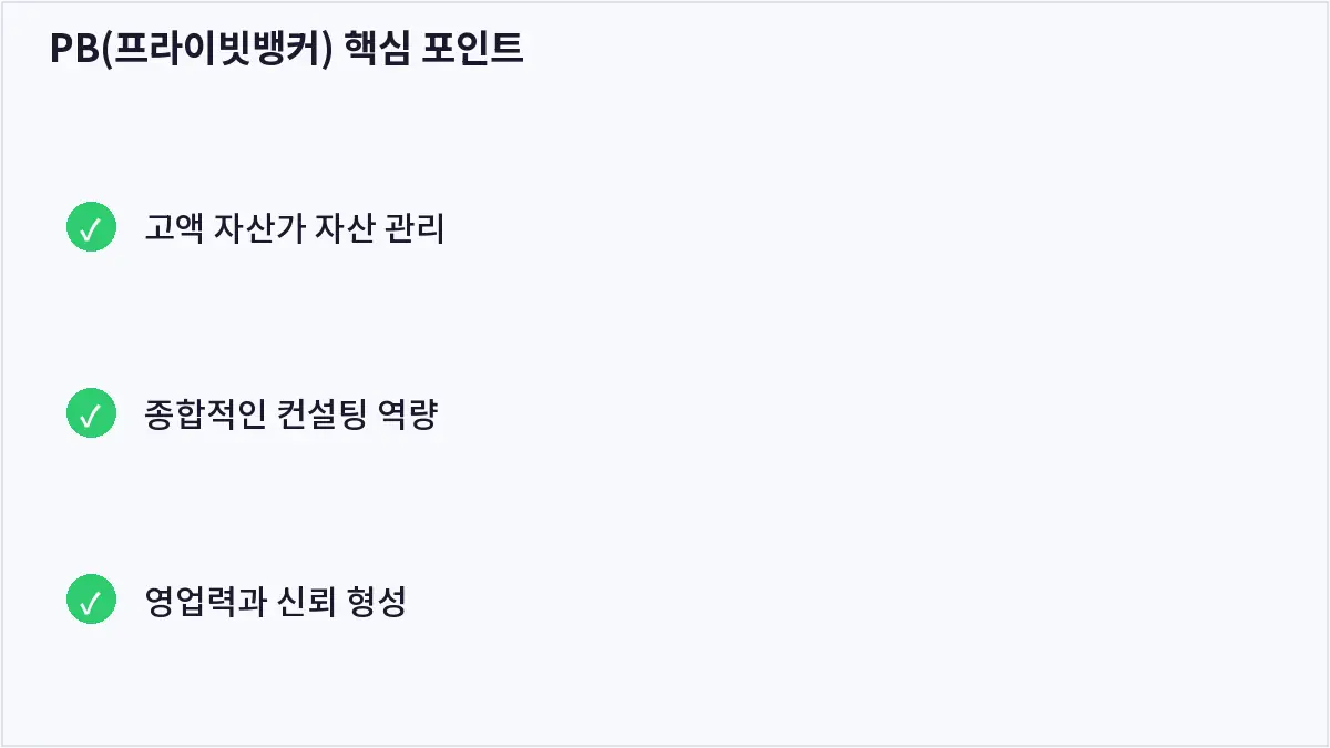 PB(프라이빗뱅커) 핵심 포인트 (PB(프라이빗뱅커))