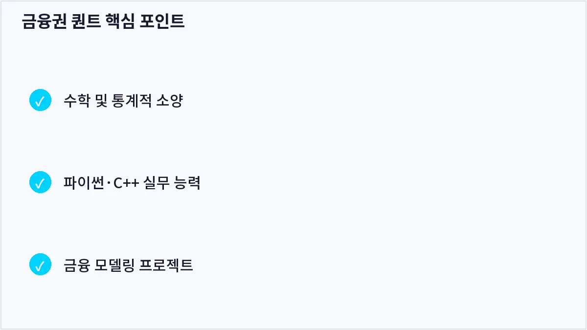 금융권 퀀트 핵심 포인트 (금융권 퀀트)