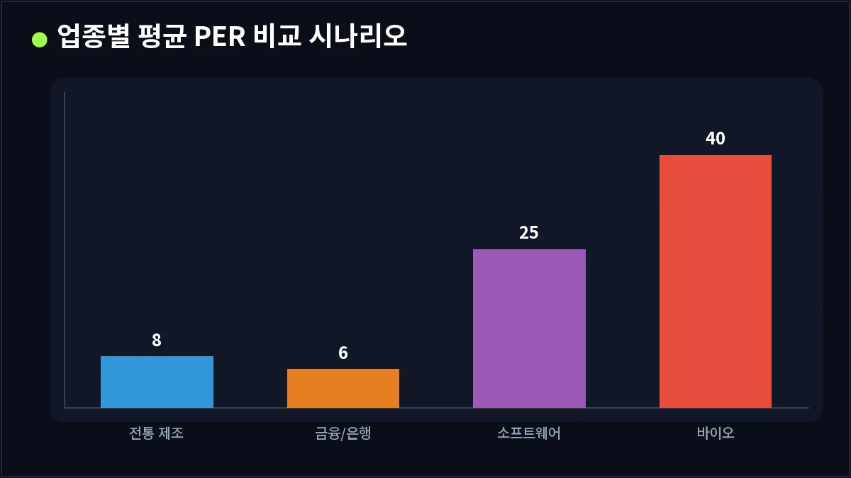 업종별 평균 PER 비교 시나리오 (PER)