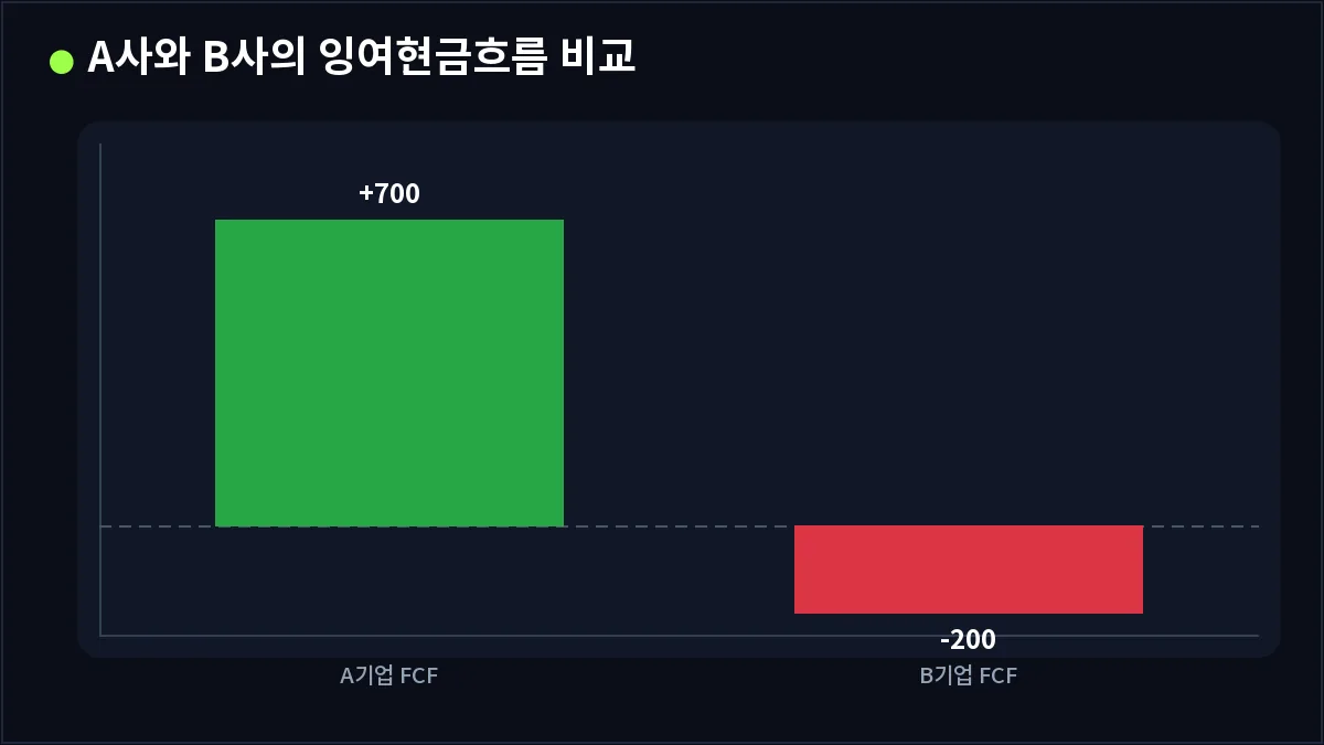A사와 B사의 잉여현금흐름 비교 (잉여현금흐름)