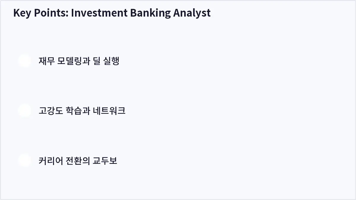 Key Points: Investment Banking Analyst (Investment Banking Analyst)