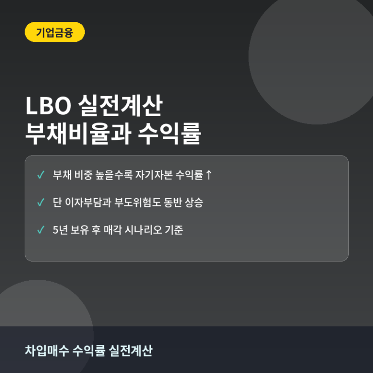 LBO(차입매수) 실전 계산 예제: 부채비율에 따른 사모펀드 수익률 변화