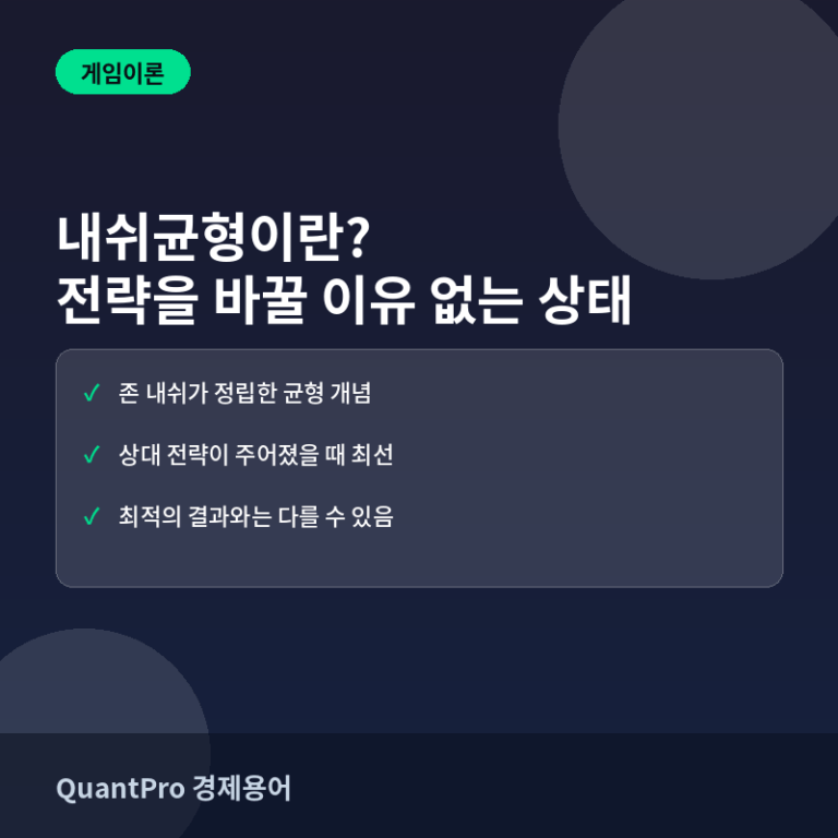 내쉬균형이란? 서로 전략을 바꿀 이유가 없는 상태 썸네일