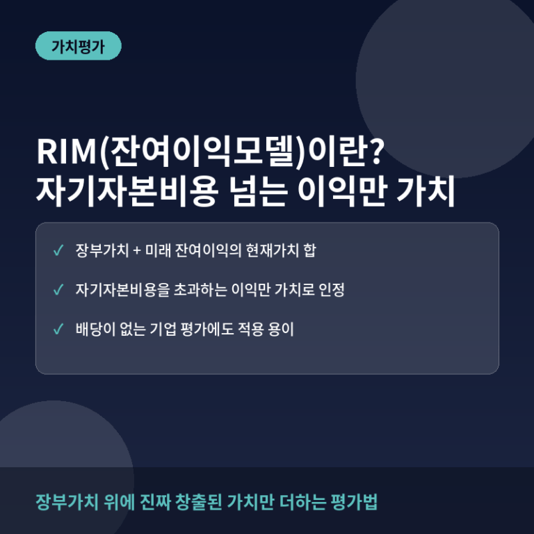 RIM(잔여이익모델)이란? 자기자본비용을 초과하는 이익으로 가치를 잰다