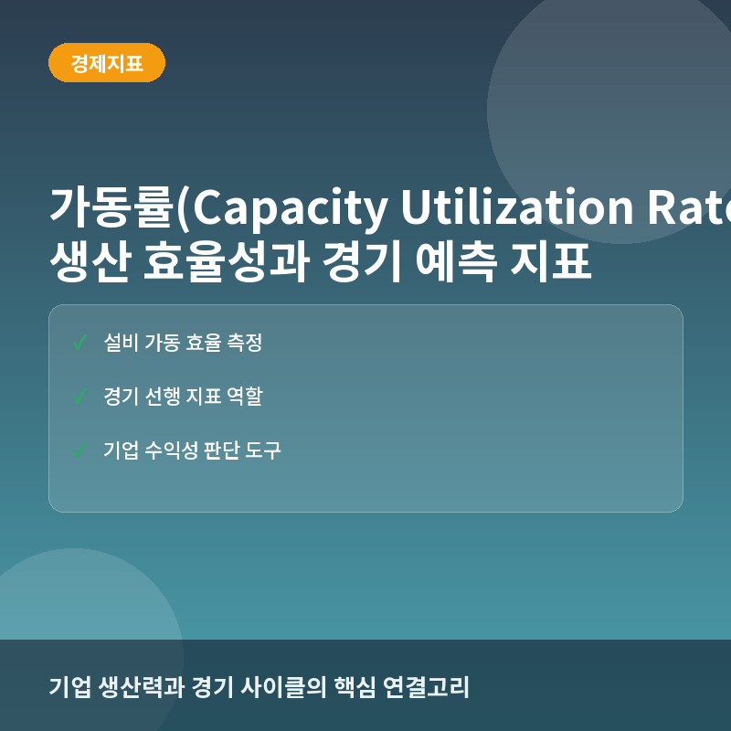 가동률(Capacity Utilization Rate)이란? 생산 효율성 판단과 경기 선행 지표 활용법
