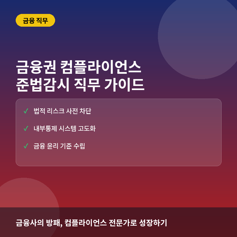 금융권 컴플라이언스(Compliance) 직무란? 내부통제와 법규 준수를 책임지는 전문가의 세계