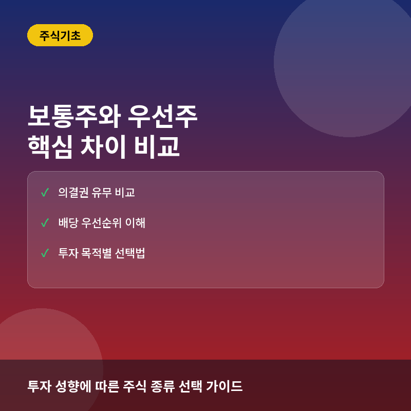 보통주 우선주 차이 - 보통주와 우선주란? 의결권과 배당 차이로 보는 주식 선택법