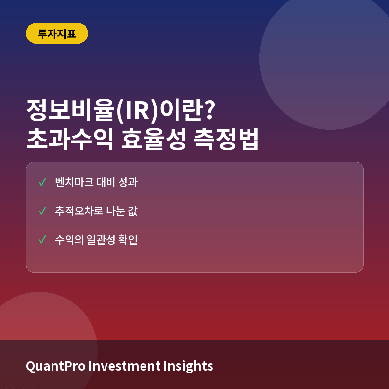 정보비율(Information Ratio)이란? 펀드 성과와 벤치마크 초과수익 측정법