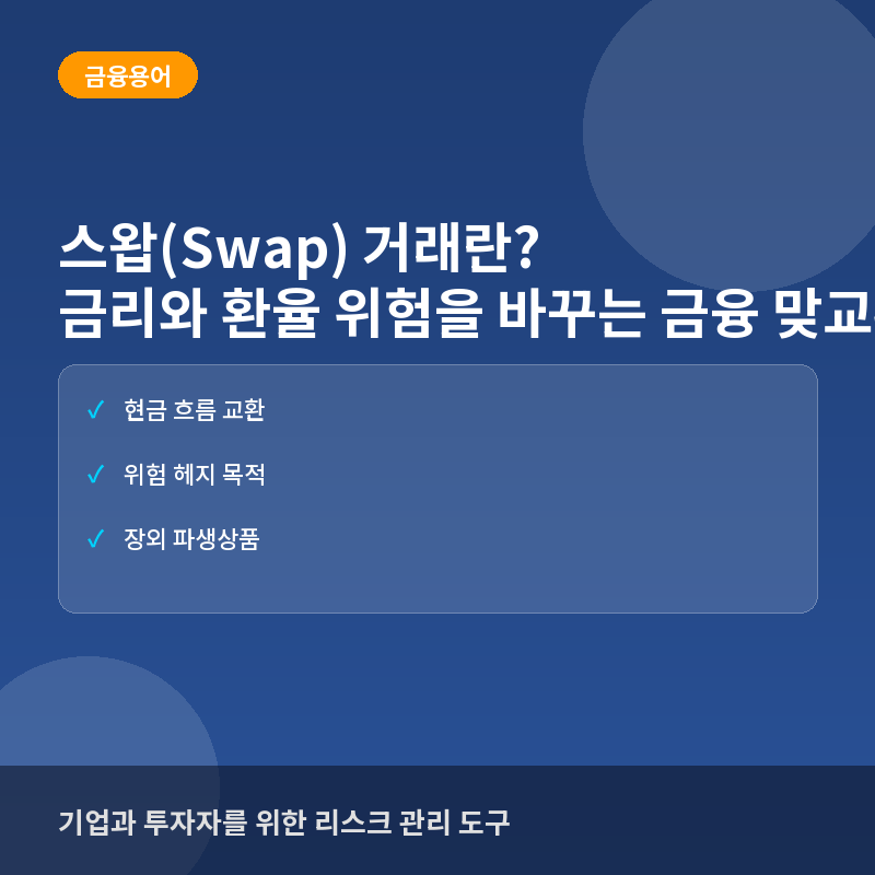 스왑 거래 - 스왑(Swap) 거래란? 금리와 환율 위험을 바꾸는 금융의 맞교환