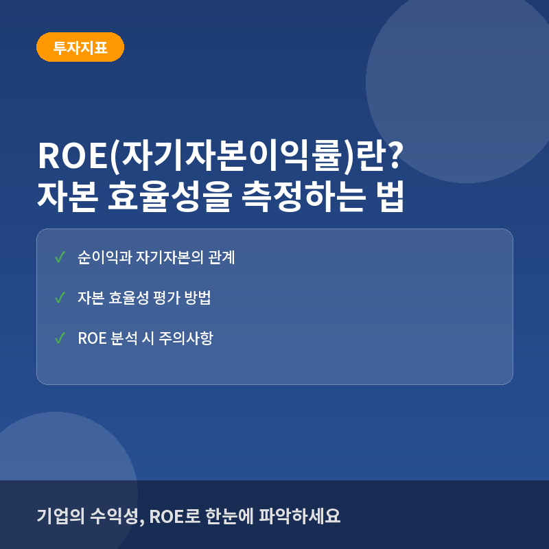 ROE(자기자본이익률)란? 기업의 자본 효율성을 측정하는 핵심 지표