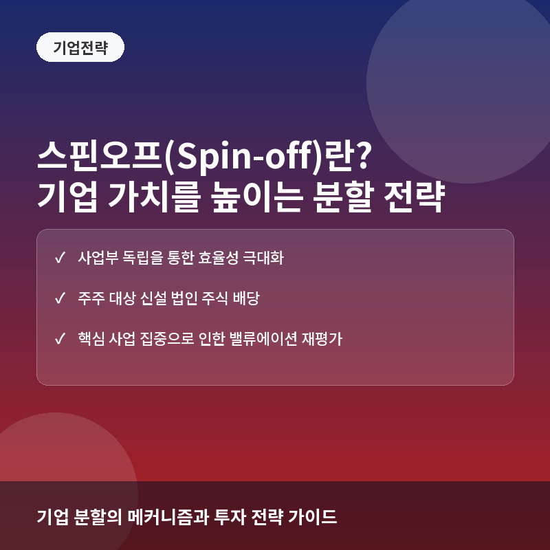 스핀오프(Spin-off)란? 기업 분할이 주가와 가치에 미치는 영향