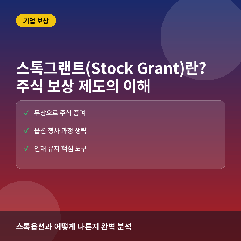 스톡그랜트(Stock Grant)란? 스톡옵션과의 차이와 실무적 특징
