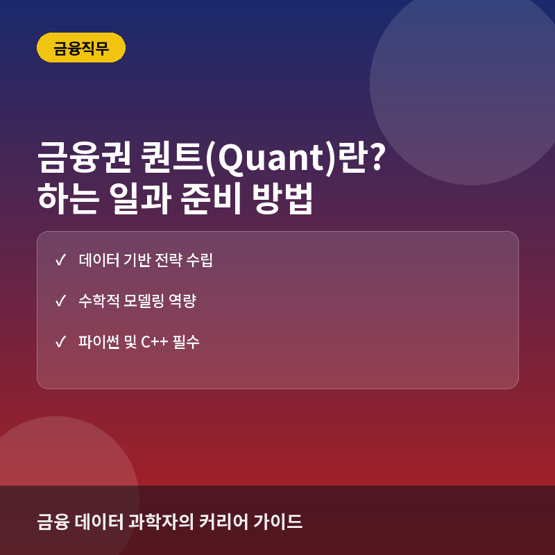 금융권 퀀트 직무 - 금융권 퀀트(Quant) 직무란? 수학과 코딩으로 시장을 분석하는 법