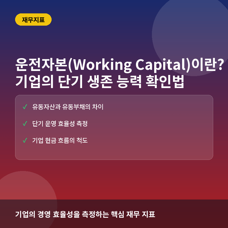 운전자본(Working Capital)이란? 기업의 단기 생존 능력 확인법