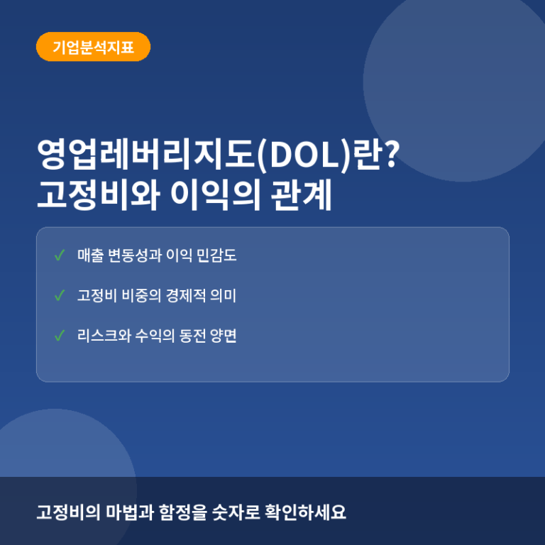 영업레버리지도(DOL)란? 고정비가 기업의 이익에 미치는 영향