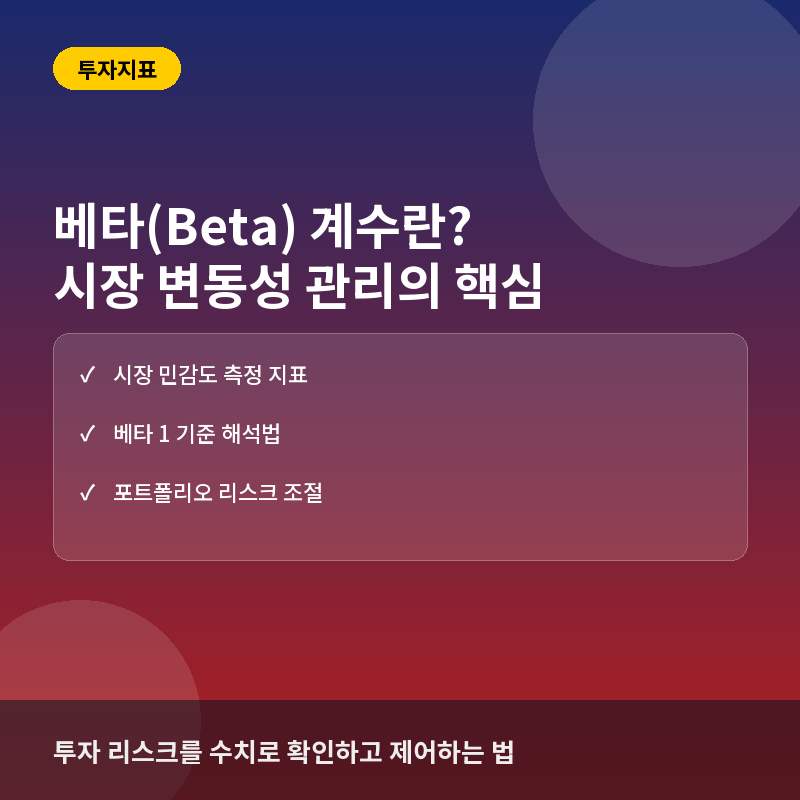 베타 계수 - 베타(Beta) 계수란? 시장 대비 변동성 측정과 포트폴리오 리스크 조절법