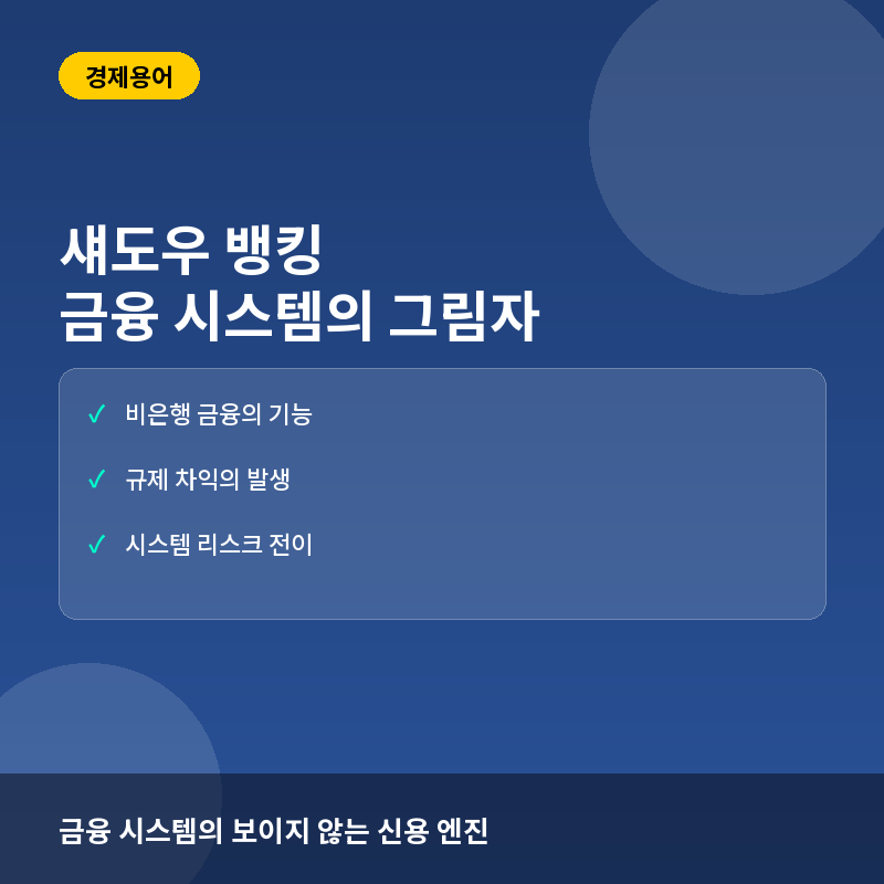 섀도우 뱅킹(Shadow Banking)이란? 금융 시스템의 그림자와 잠재적 리스크