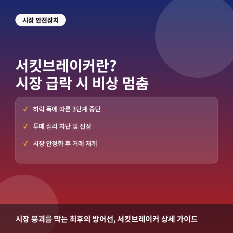 서킷브레이커(Circuit Breaker)란? 시장 급락 시 작동하는 비상 멈춤 장치