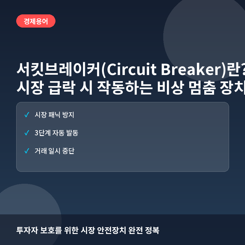 서킷브레이커(Circuit Breaker)란? 시장 급락 시 작동하는 비상 멈춤 장치