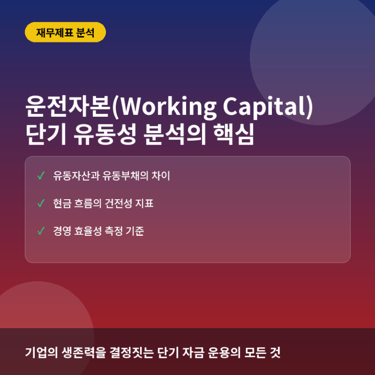 운전자본(Working Capital)이란? 기업의 단기 유동성과 경영 효율성 분석