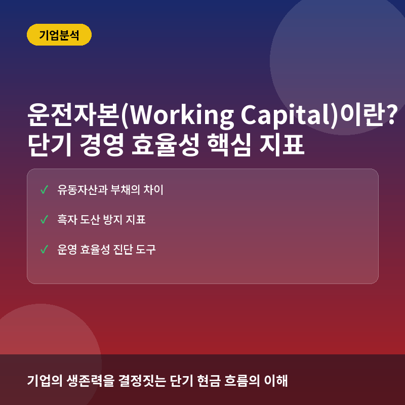 운전자본(Working Capital)이란? 기업의 단기 유동성과 경영 효율성 분석