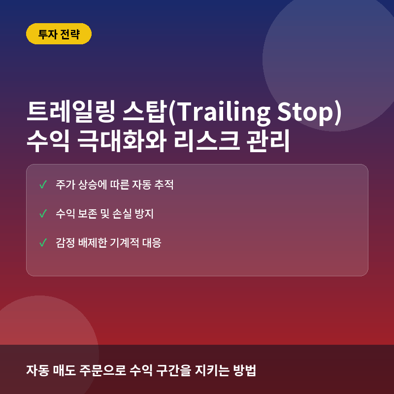 트레일링 스탑(Trailing Stop)이란? 수익은 극대화하고 손실은 방어하는 주문 전략
