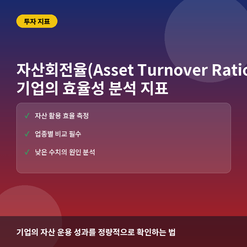 자산회전율(Asset Turnover Ratio)이란? 기업의 자산 효율성 측정과 투자 활용법