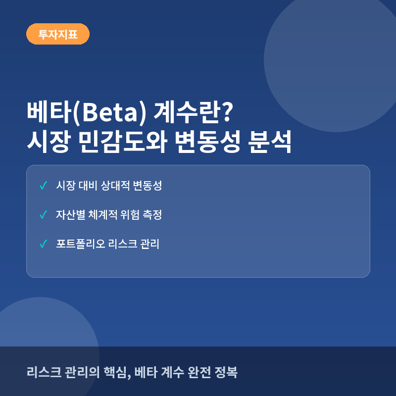 베타 계수 - 베타(Beta) 계수란? 시장 대비 변동성 측정과 포트폴리오 리스크 관리