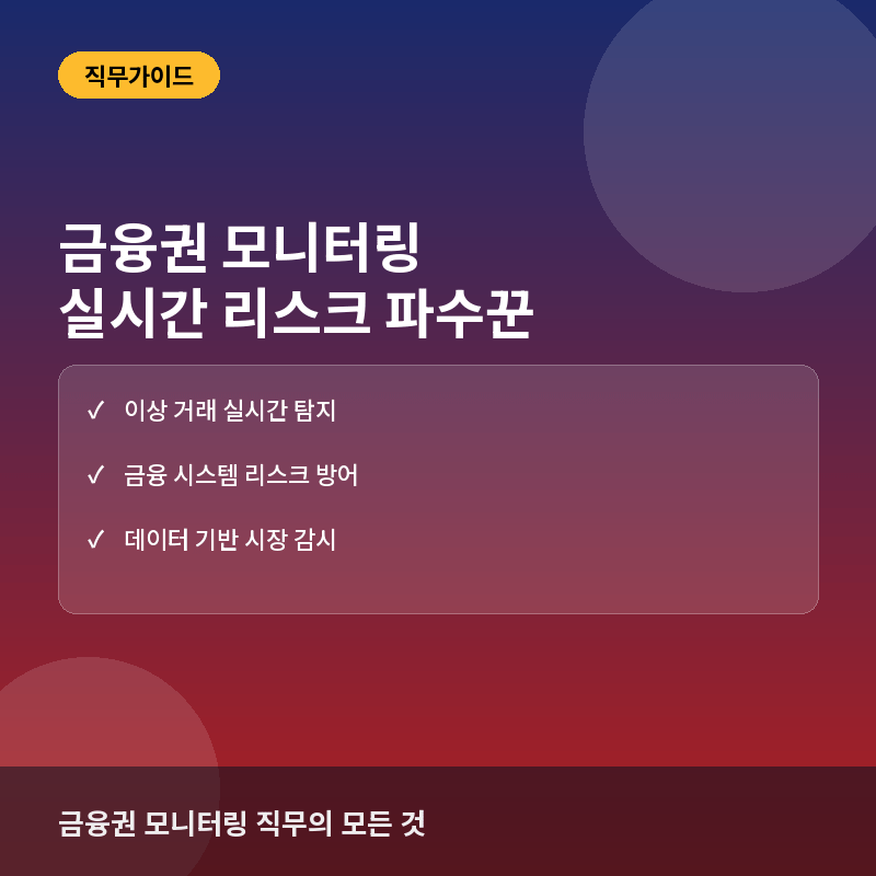 금융권 모니터링 직무 - 금융권 모니터링(Monitoring) 직무란? 시장 이상 징후를 포착하는 실시간 파수꾼