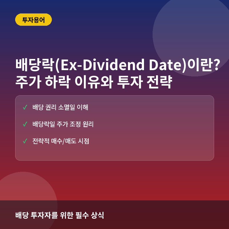 배당락(Ex-Dividend Date)이란? 주가 하락 이유와 투자 시점 전략