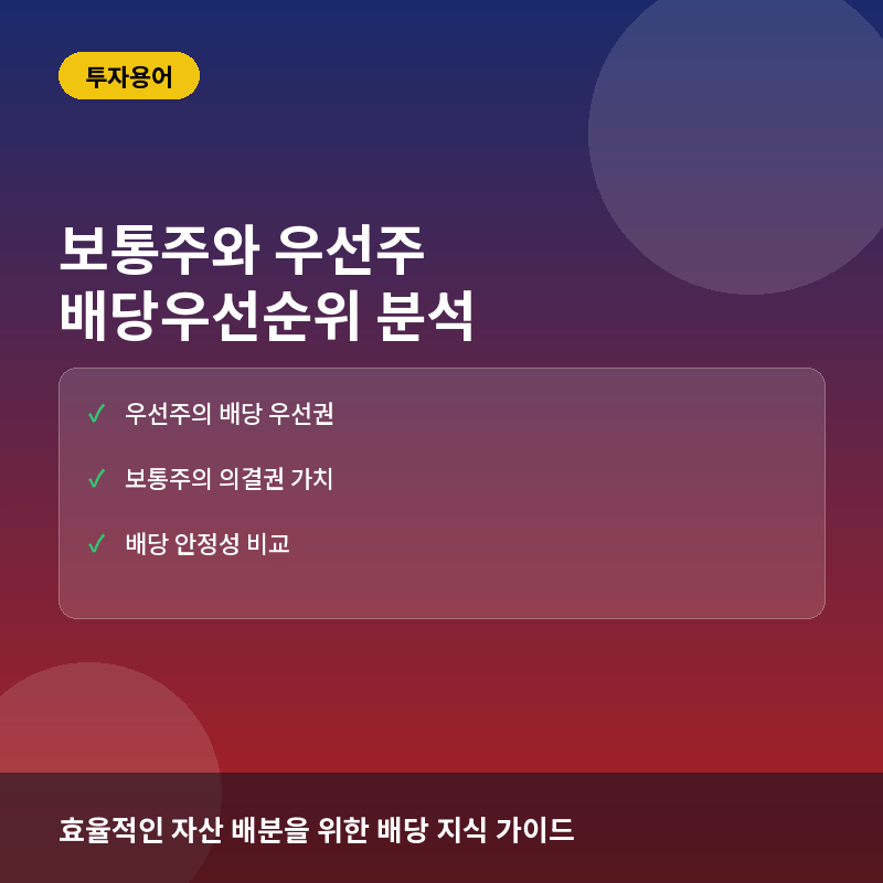 보통주와 우선주 배당우선순위(Dividend Priority)란? 배당금 지급 차이와 투자 포인트