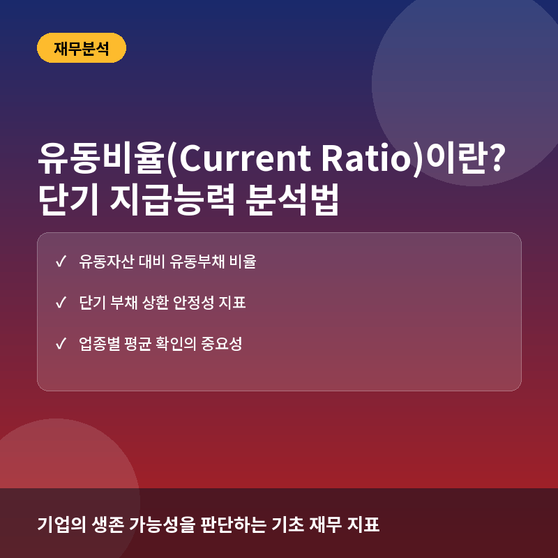 유동비율(Current Ratio)이란? 기업의 단기 지급능력 평가와 안전성 분석