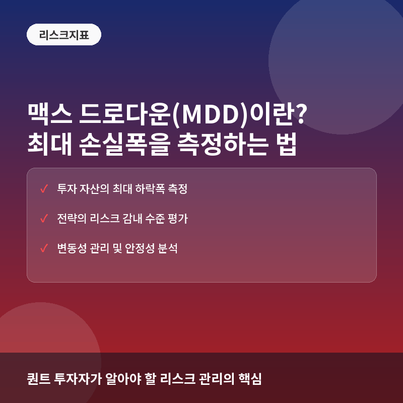 맥스 드로다운(MDD)이란? 투자 전략의 최대 손실폭을 측정하는 리스크 지표